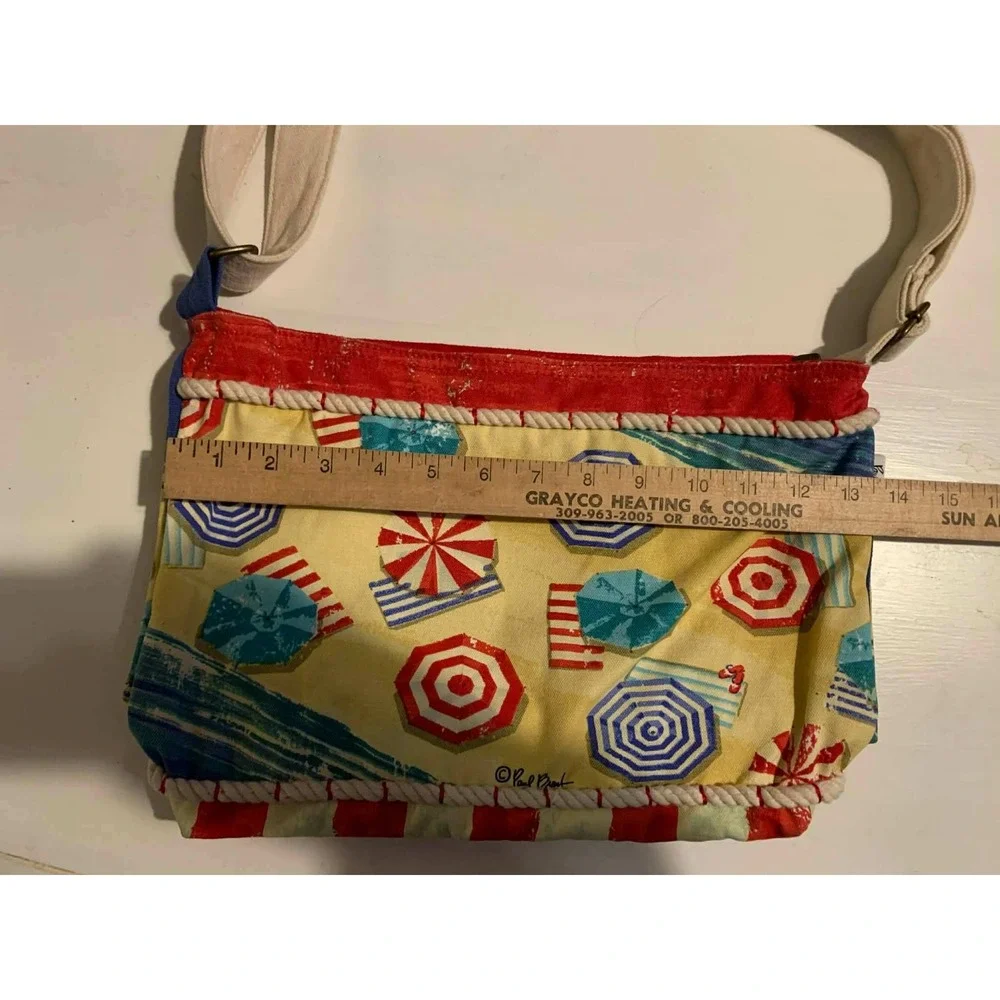 Paul Brent Beach Umbrella Sea Sand Canvas Crossbody Bag - Picture 4 of 10
